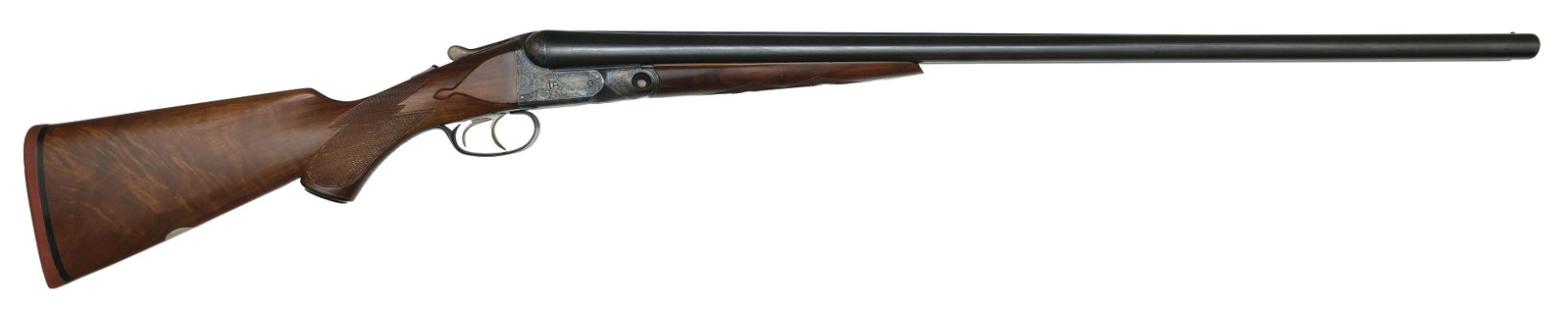 PARKER DHE 12 BORE SHOTGUN.: SN. 222053. Cal. 12ga. Built on a No. 2 frame with 30" Titanic brls that have matted concave top rib with steel front bead. Brl flats with 3lbs. 15oz. unstruck weight. Replacement splinter forend chec
