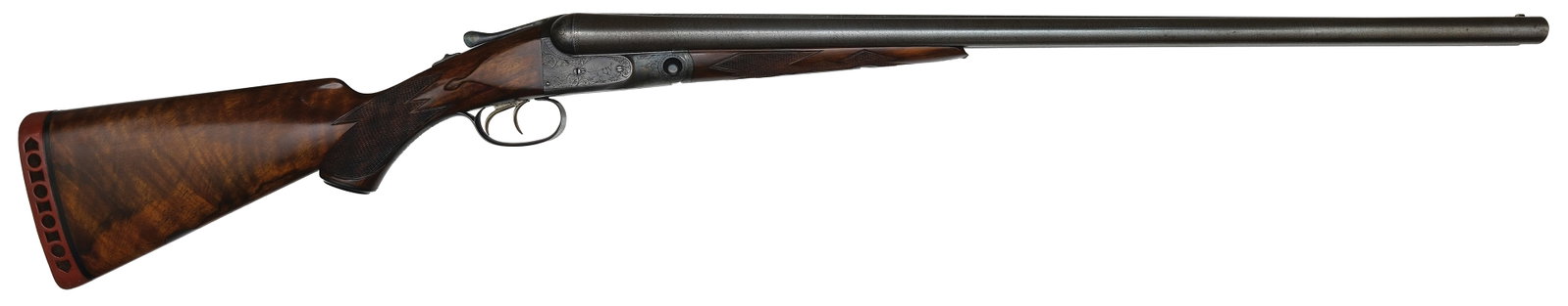 PARKER DH GRADE 12 BORE SHOTGUN.: SN. 122589. Cal. 12ga. Built on a No. 2 frame with 28" damascus brls that has white front bead. Brl flats with unstruck weight of 4lbs. 3oz. Walnut splinter forend checkered in point & diamond pattern