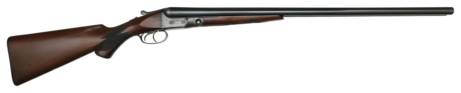 EXCELLENT HIGH ORIGINAL CONDITION PARKER VH 12 BORE SHOTGUN.: SN. 225677. Cal. 12ga. Built on a 1-1/2 frame with 28" Vulcan steel brls that have matted concave top rib and small brass front bead with usual rib legend. Brl flats with unstruck weight of 3lbs. 12oz