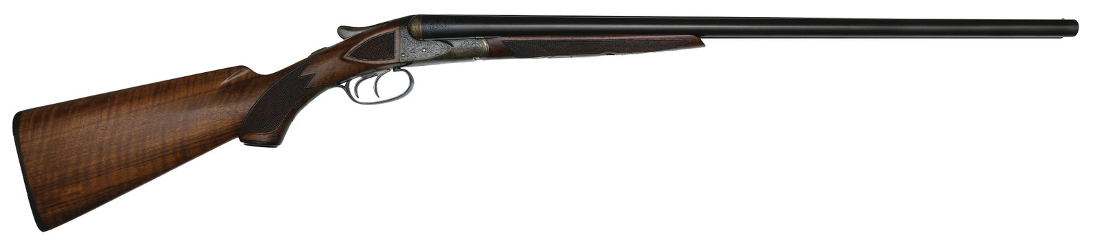 SCARCE A.H. FOX CE GRADE 16 GAUGE.: SN. 301380. Cal. 16ga. Built with 26" No. 4 weight Chromox steel brls that have matted concave top rib with small steel front bead. Tops of brls with usual Philadelphia stamps and breech end
