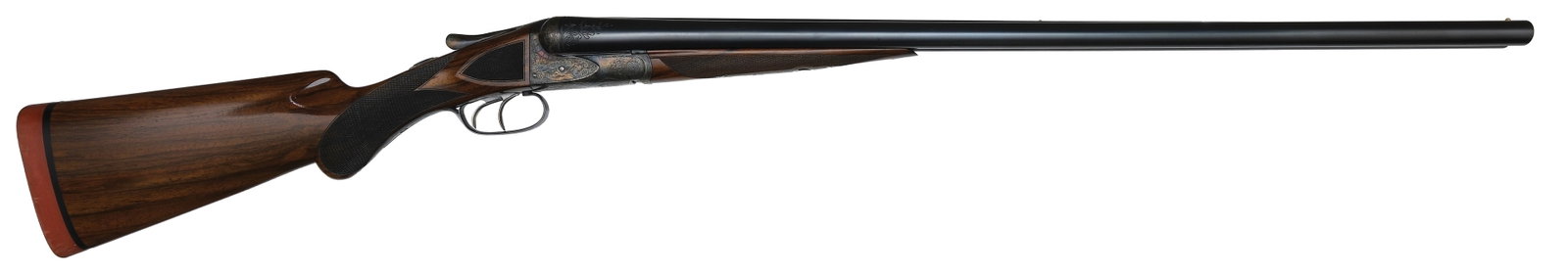 BEAUTIFUL A.H. FOX CE GRADE 12 GAUGE.: SN. 28108. Cal. 12ga. Built with No. 2 weight 30" Chromox steel brls that have matted concave top rib with twin white beads. Tops of brls with usual maker's stamps and Philadelphia address. Breech end