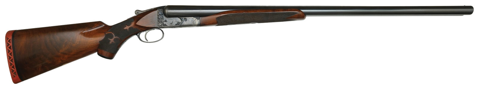 BEAUTIFUL ORIGINAL CONDITION ITHACA NID MODEL GRADE 4 MAGNUM 10 BORE.: SN. 500853. Cal. 10ga. Built with 30" fluid steel brls that have matted concave top rib with small brass front bead. Breech end of brls with line and punch dot engraving. Engine turned flats with SN, 
