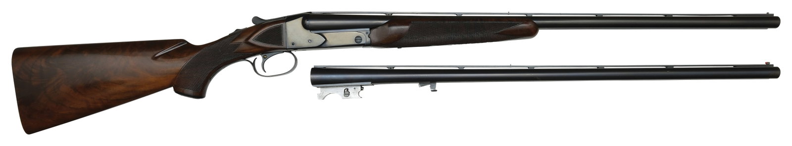 FINE WINCHESTER MODEL 21 SKEET GRADE 20 GAUGE TWO BARREL SET WITH CASE. (1 of 8)