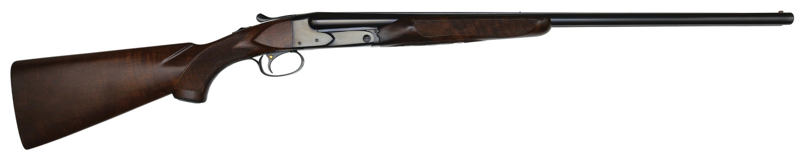 FABULOUS AND MINTY ORIGINAL WINCHESTER MODEL 21 SKEET GRADE 20 BORE SHOTGUN WITH ORIGINAL BOX.: SN. 26591. Cal. 20ga. Built with 26" brls that have matted concave top rib with steel mid and Bradley front bead. Brls with usual maker's stamps and bottoms of tubes with choke stamps, WS/1 & WS/2. Ki