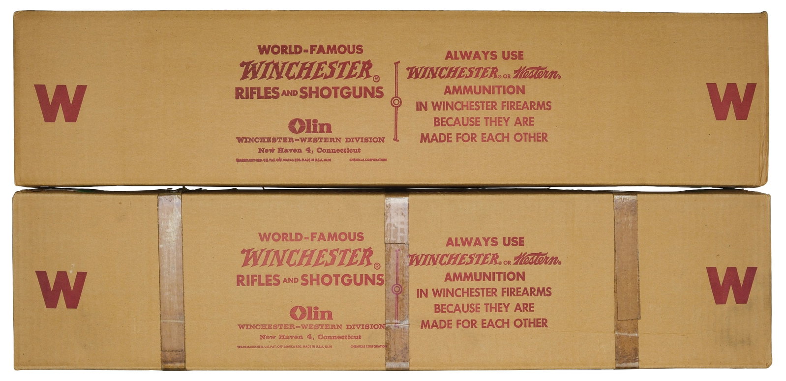 RARE PAIR OF FACTORY ORIGINAL BOXES FOR A WINCHESTER MODEL 21. (1 of 2)