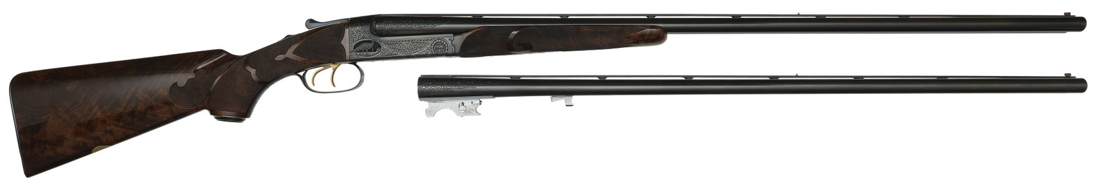 SUPER COOL SPECIAL ORDER CSMC MODEL 21-6 20 BORE TWO BARREL SET WITH CASE.: SN. W38848. Cal. 20ga This very unique special order Model 21 2 brl set built with Set 1-32" ventilated rib brls that have steel mid and red front bead. Set 2- 30" in same physical configura
