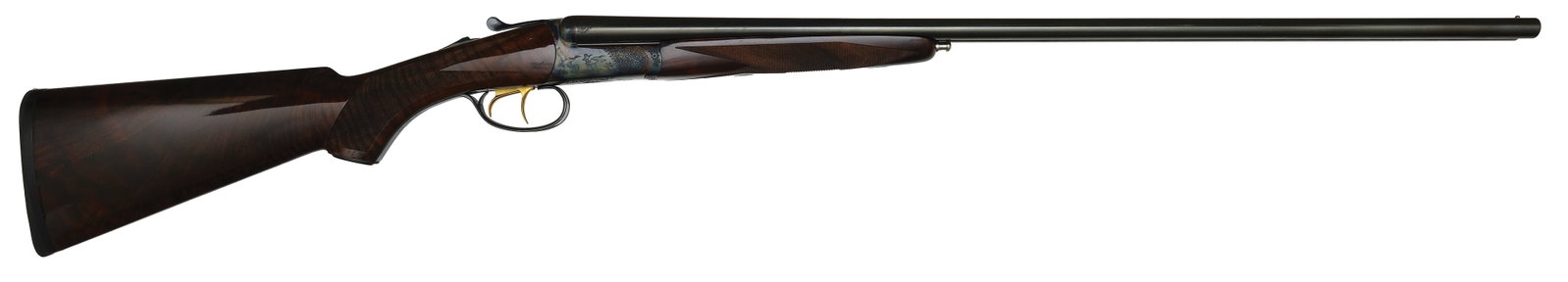 BEAUTIFUL DUCKS UNLIMITED CSMC RBL 28 BORE SHOTGUN WITH CASE.: SN. RBL006109. Cal. 28ga. Built with 28" blued brls that have concave top rib with brass front bead. Tops of brls with usual maker's stamps and breech ends with scroll wedges Point pattern checkered w