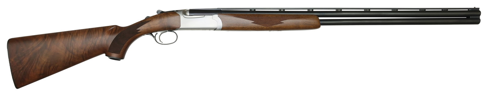 EXCELLENT RUGER RED LABEL 20 BORE SHOTGUN.: SN. 420-02893. Cal. 28ga. Built with 28" brls that have slightly raised matted ventilated top rib with brass front bead. Walnut forend checkered on sides with stainless latch release. Stainl