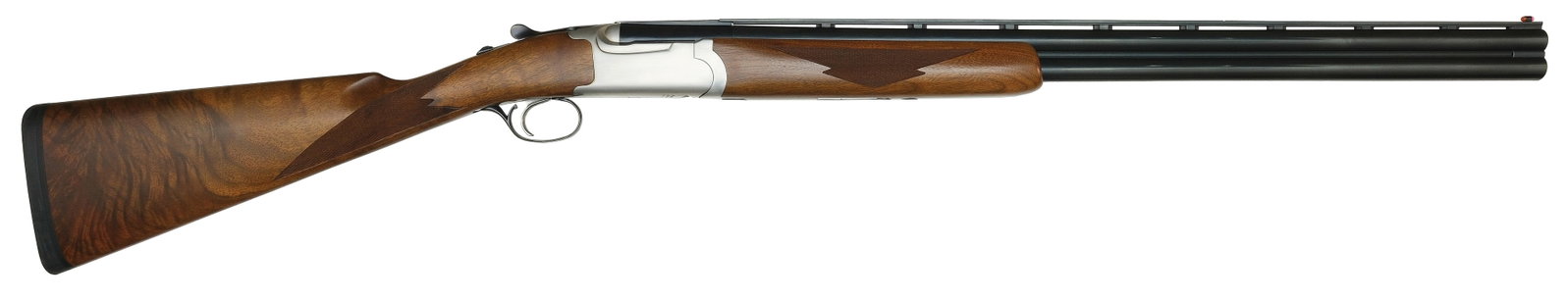 NEAR MINT 20 BORE RUGER RED LABEL SHOTGUN.: SN. 401-03953. Cal. 20ga. Built in 1985 with 28" ventilated rib brls have fluorescent front bead. Walnut forend is checkered on sides with stainless latch release and iron. Stainless round body r