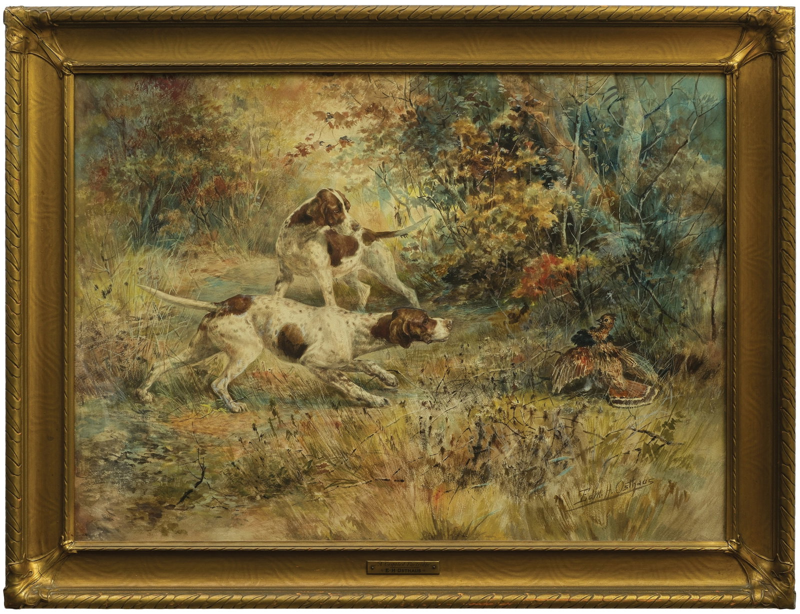 Edmund Osthaus (1858-1928), watercolor on paper.: Not removed from frame for examination. In period frame with aged paper-backing. 22" x 30.5" sight (sheet). 27.5" x 36"(frame).