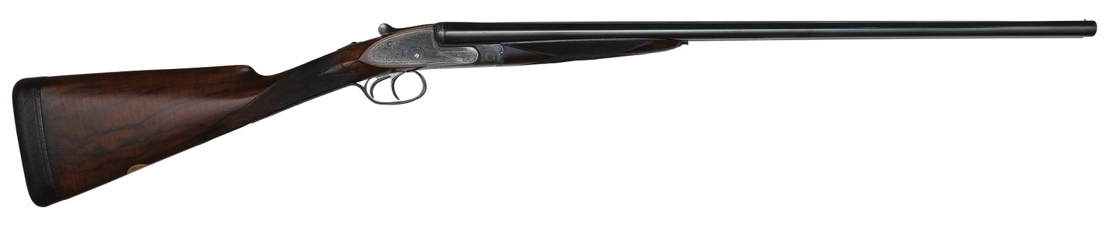 EXTREMELY RARE AND FINE E.J. CHURCHILL 28 GAUGE PREMIERE QUALITY SHOTGUN WITH CASE.: SN. 6498. Cal. 28ga. Built with 25" Chopperlump nitro proved fluid steel brls that have matted Churchill style rib with small brass front bead. Rear portion of rib with gold inlaid "XV". Tops of brls 