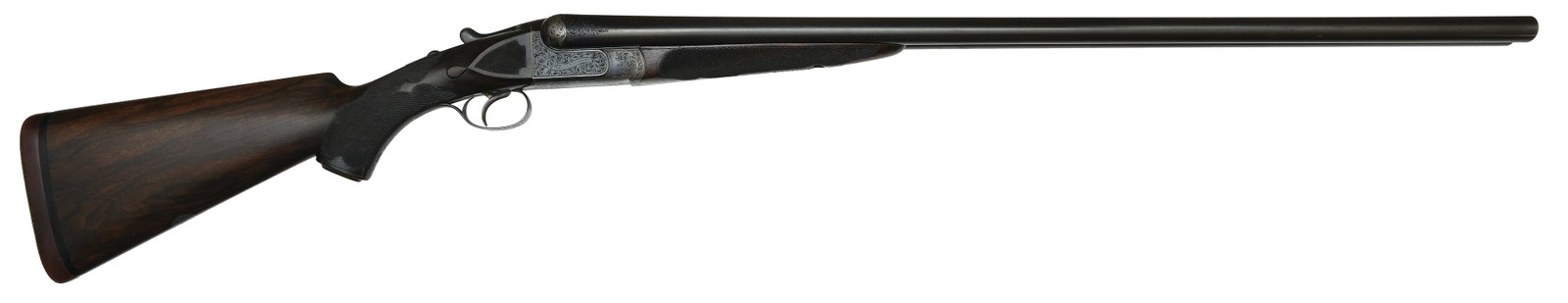 GORGEOUS HIGH ORIGINAL CONDITION WESTLEY RICHARDS 12 BORE DROPLOCK PIGEON GUN.: SN. T7226. Cal. 12ga. Built with 30" steel brls that have matted concave top rib with brass mid and front beads. Tops of brls engraved "WESTLEY RICHARDS & CO." on right and "LONDON" on left. Bree