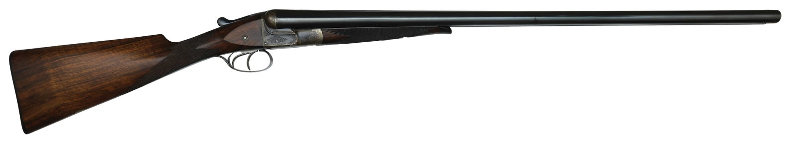BEAUTIFUL HIGH ORIGINAL CONDITION W.W. GREENER 10 BORE MODEL F.H.25: SN. 64395. Cal. 10ga. Built with 32" fluid steel brls that have matted concave top rib with small brass front bead. Rib extension is scroll engraved and legend reads "W.W. GREENER MAKER 29 PALL MALL L