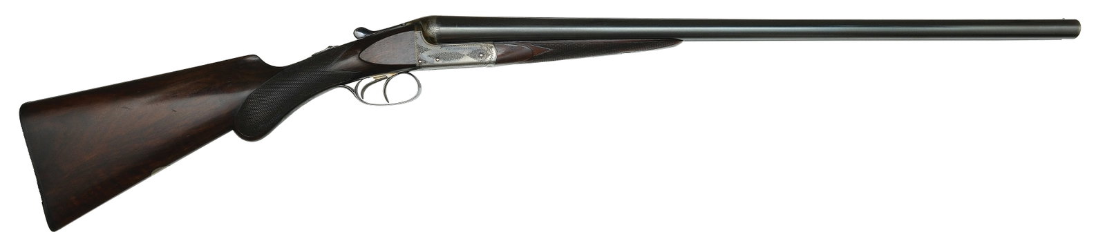 VERY NICE LIGHTWEIGHT ORIGINAL W & C SCOTT & SON BOXLOCK 12 BORE SHOTGUN.: SN. 70132. Cal. 12ga. Built with 26" steel brls that have matted flat top rib with brass front bead. Tops of brls with maker's name and breech end with small ring of engraving. Walnut splinter forend 