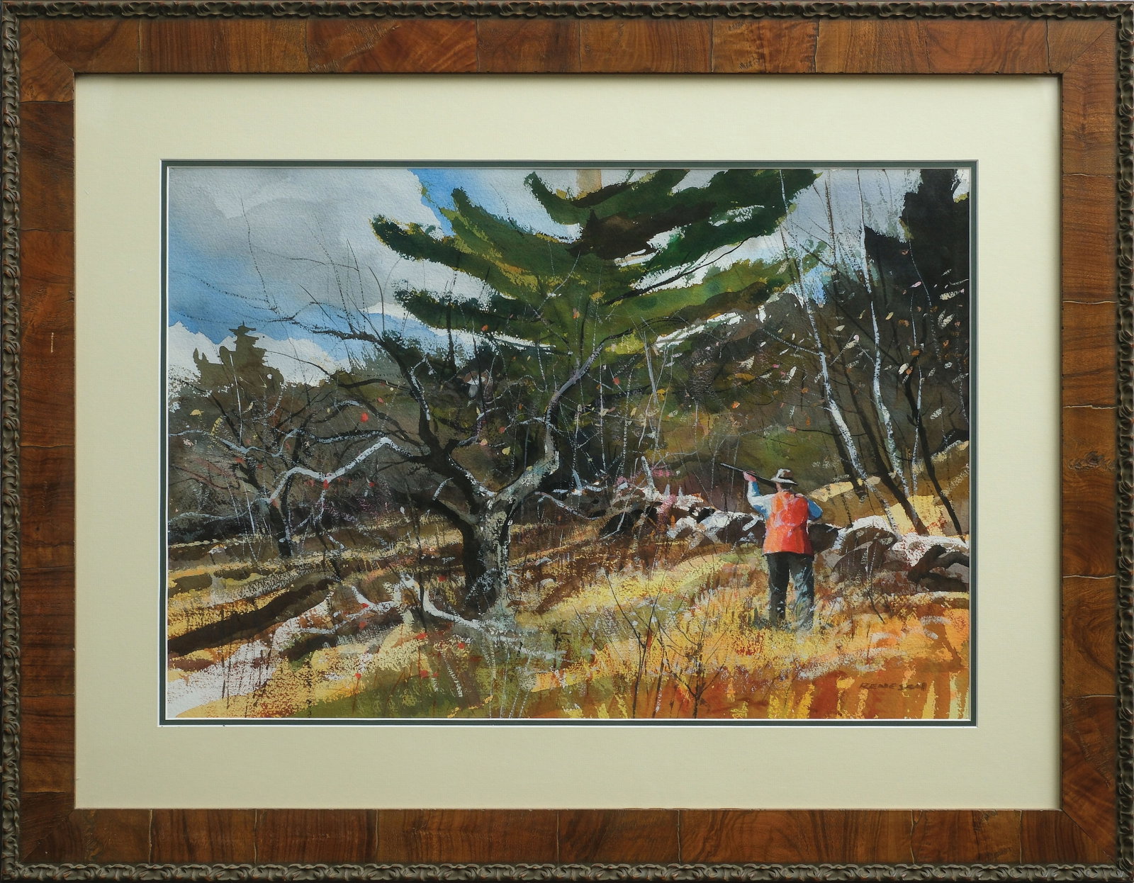 Chet Reneson (b. 1934), watercolor.: Image measures 20" x 29". Frame measures 31.5" x 41". Signed. Professionally framed and matted.