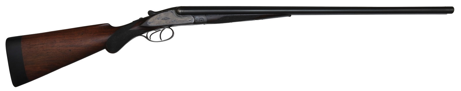 J.P. SAUER AND SON 20 BORE VL&D THE KNOCKABOUT MODEL 20 GAUGE WITH CASE.: SN. 81298. Cal. 20ga. Built with 26" brls with full length concave matted rib that has brass front bead. Breech ends with lightly engraved doll's head extension and marked "KRUPP STEEL". Tops of 