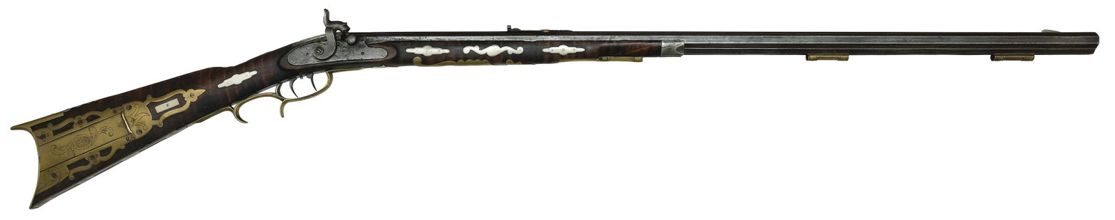 FANCY HALF STOCK RIFLE BY DAVID SINK, c1860. West Virginia and Pennsylvania. (1 of 2)