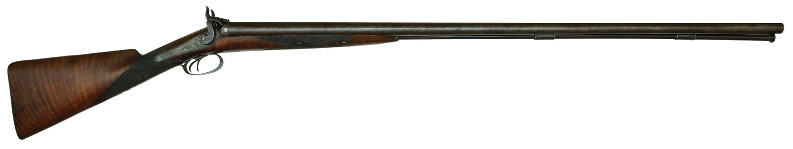 RARE LONG BARRELED MUZZLELOADING SHOTGUN BY CHARLES FOLSOM - APPROXIMATELY 8 BORE. (1 of 4)