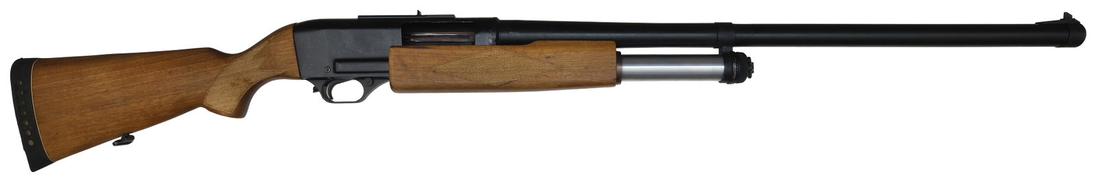 MASSIVE INTRAC MODEL B.F.G.1 4 BORE PUMP SHOTGUN.: SN. 0017-097. Cal. 4ga. Sought after by collectors, this example built with 28" blued brl. stainless magazine tube. Diamond checkered walnut forend. Blued receiver which is stamped "INTRAC KNOX.