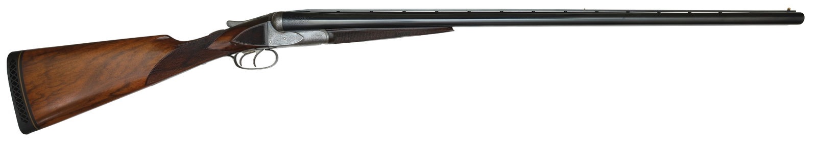 A.H. FOX CE GRADE 12 BORE SHOTGUN.: SN. 20260. Cal. 12ga. Built with 32" Krupp steel brls that have after market ventilated top rib with twin white beads. Tops of brls with usual maker's stamps and breech ends with 1" scroll wedges