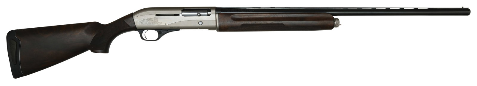 FRANCHI 720 DIAMOND 20 BORE SHOTGUN.: SN. HH19865. Cal. 20ga. Built in 2007 with 27-3/4" ventilated rib brl that has steel front bead. Finger groove walnut forend checkered on sides. French gray receiver engraved with ducks on left and