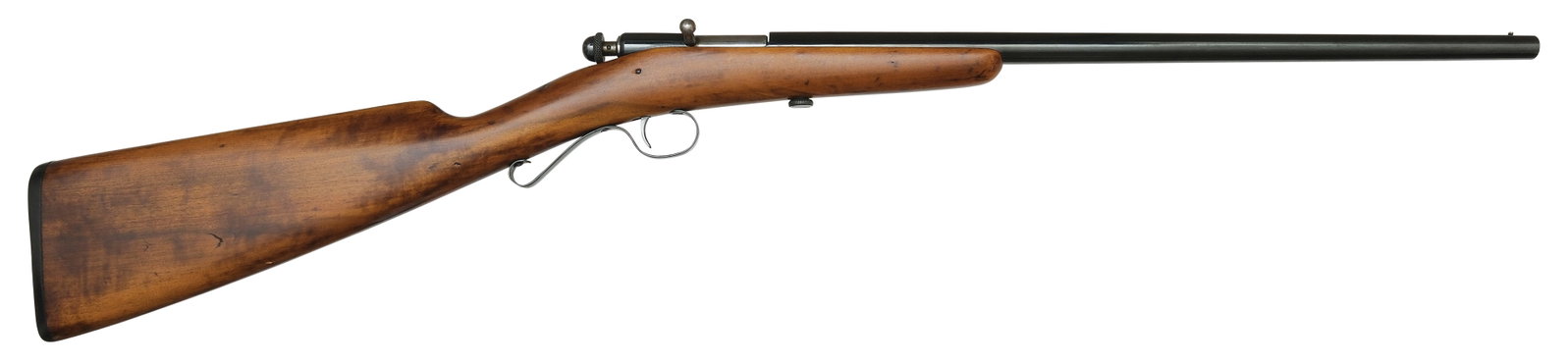 WINCHESTER MODEL 36 9MM R.F SHOTSHELL CAL.: SN. NVSN. Cal. .9mm RF shot shell. Built with 13.5" blued round brl that has usual maker's stamps and brass bead front sight. Blued receiver. Straight wooden stock and buttstock which termin