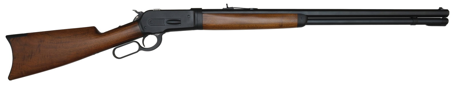 WINCHESTER - MIROKU MODEL 1886.: SN. 00268MZ86T. Cal. .45-70. Built with 25" octagonal brl that has usual maker's stamps with rear elevator sight and blade front sight. Walnut forearm. Black matte finish on receiver, 