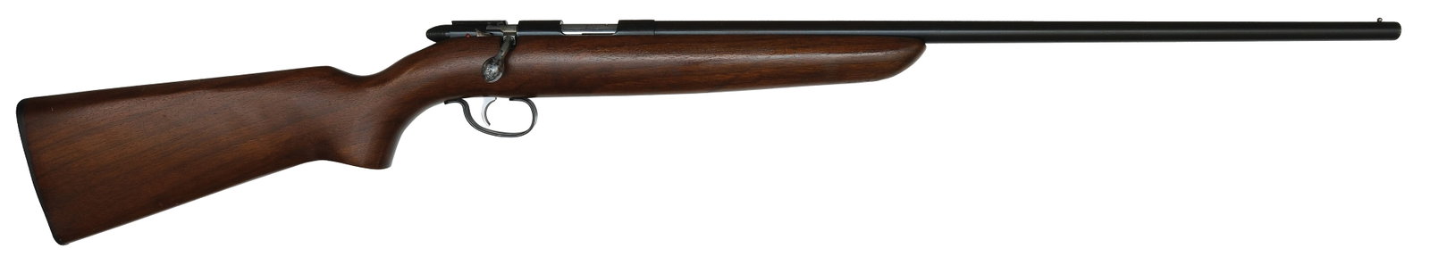 REMINGTON MODEL 510 TARGETMASTER SMOOTHBORE .22 CALIBER "GARDEN GUN".: SN. NVSN. Cal. .22. Built with a 24" blued round brl that has front bead sight. Uncheckered walnut stock. Blued trigger guard. WEIGHT: 5lbs. 5oz. LOP: 13-1/2".