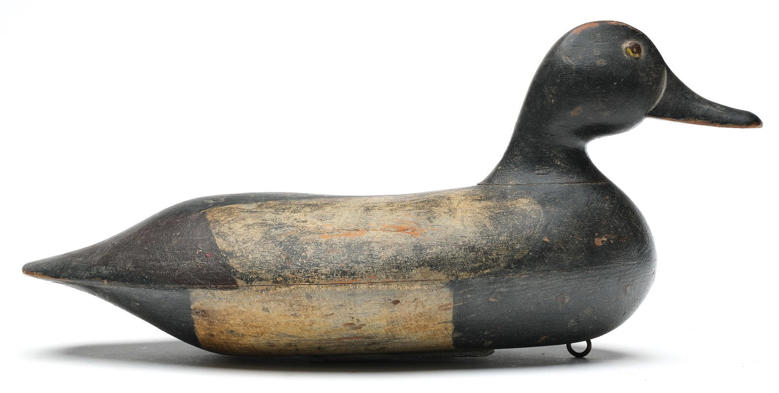 John Blair, Jr. (1881-1953), Philadelphia, Pennsylvania.: Swimming bluebill. Hollow carved with forward head pose and tack eyes. Measures 14.5" long. PROVENANCE: Don Leonard collection.