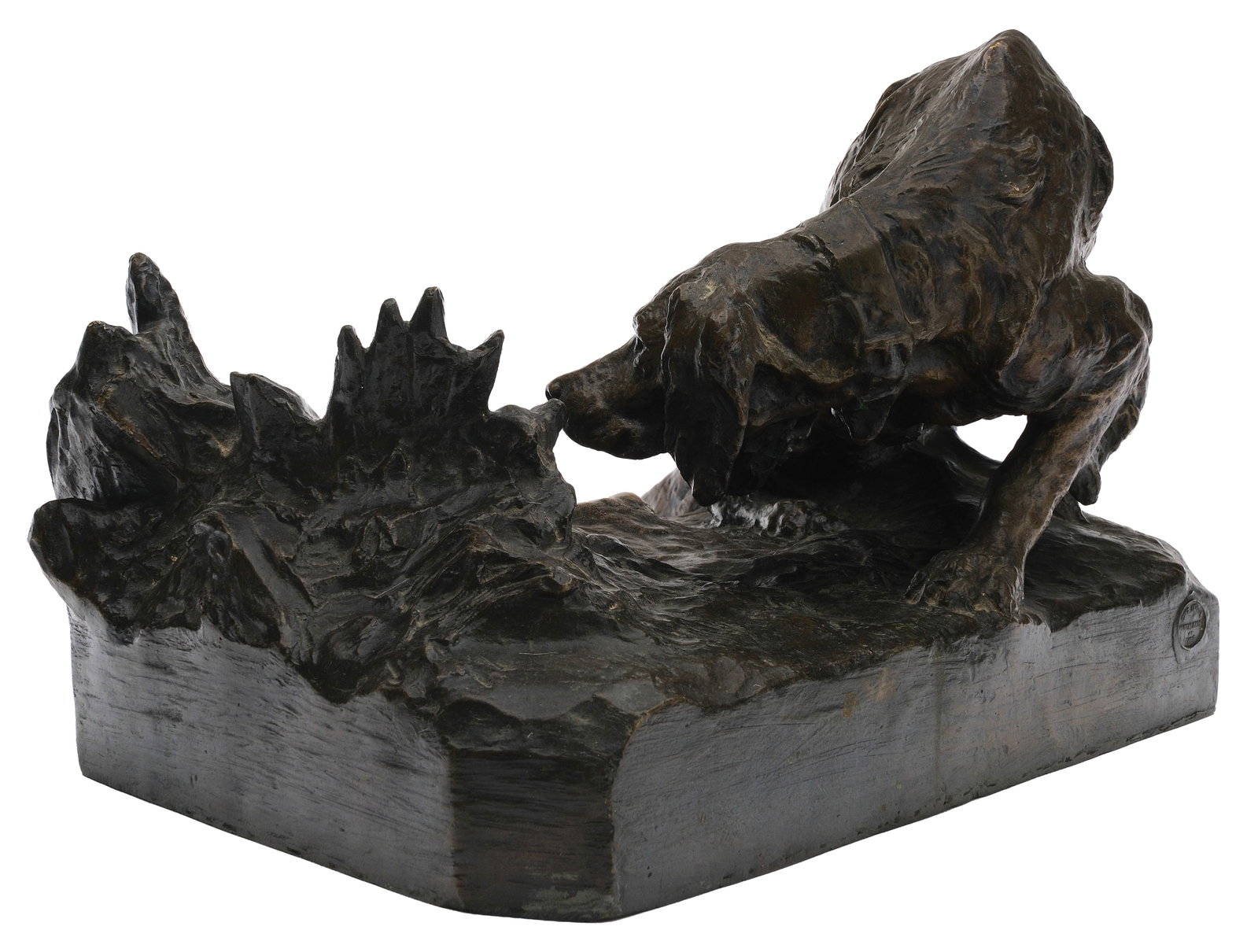 Jean Tarrit (French, 1866–1950), bronze sculpture.: Bronze setter. Signed and numbered 1. Also with a metal tag on side of base from the Societe Des artistes Francais. Base measures 15" x 10".