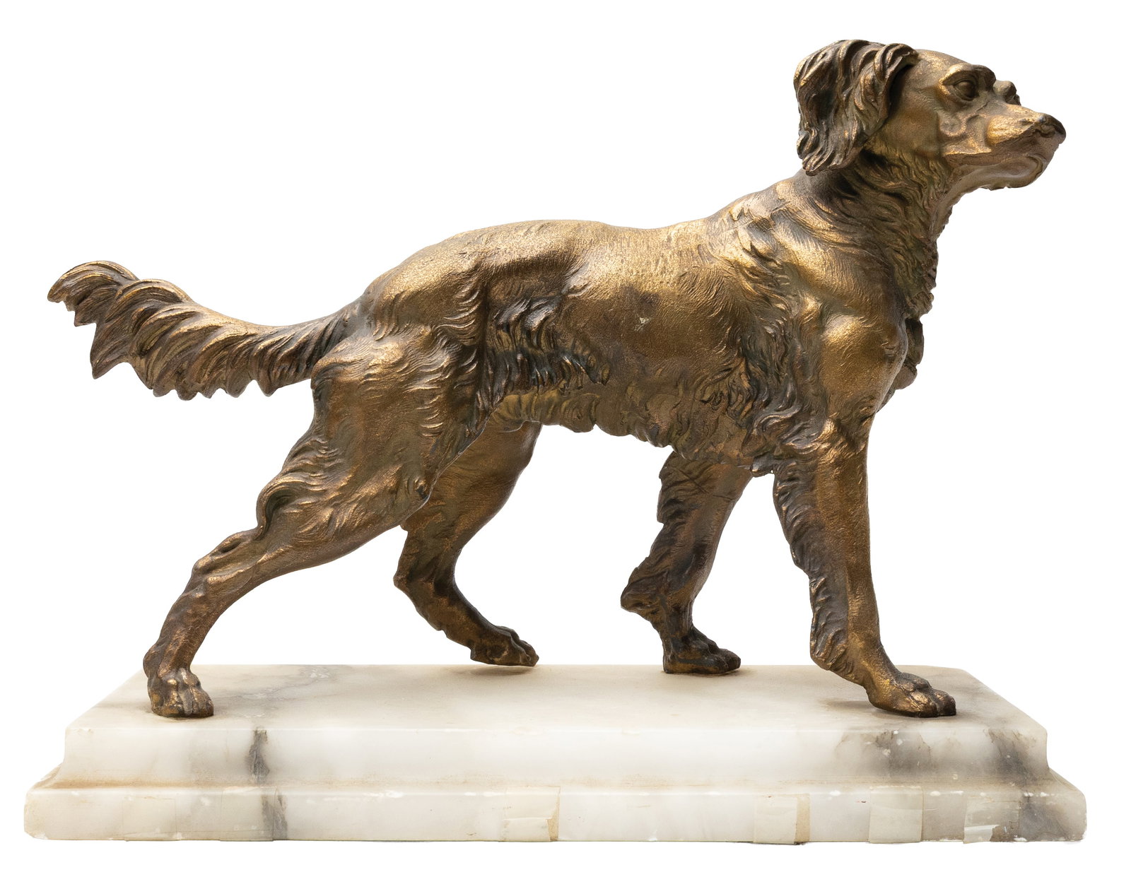 Bronze setter mounted to marble base.: Measures 10.5" long.