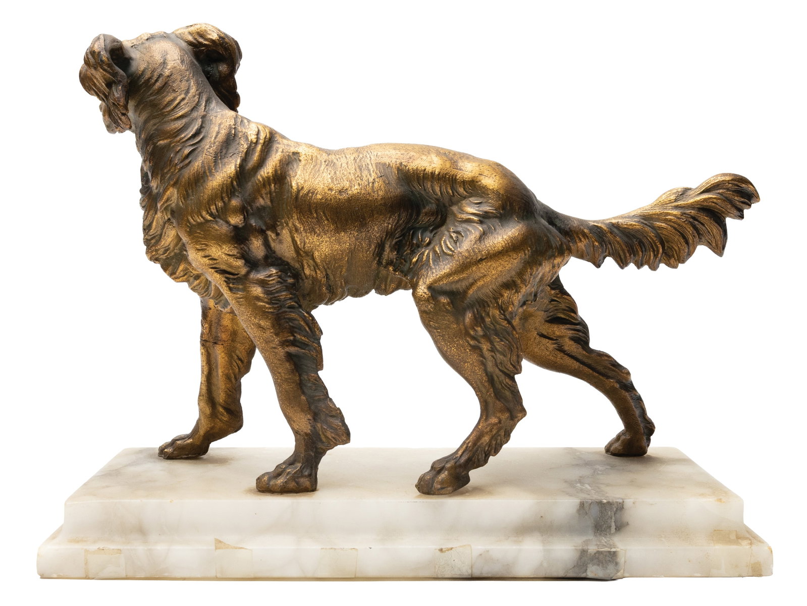 Bronze setter mounted to marble base. - 2