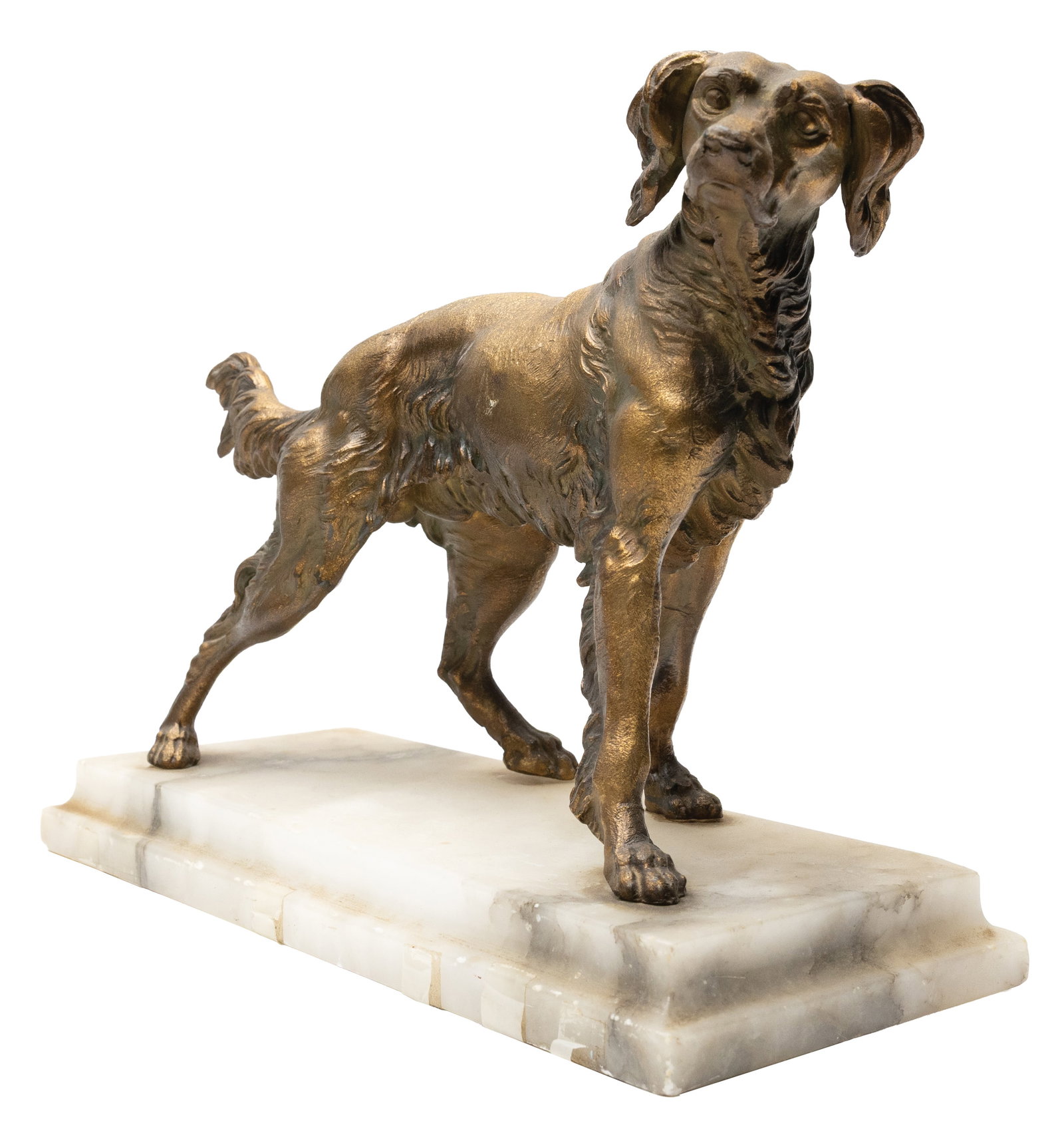 Bronze setter mounted to marble base. - 3