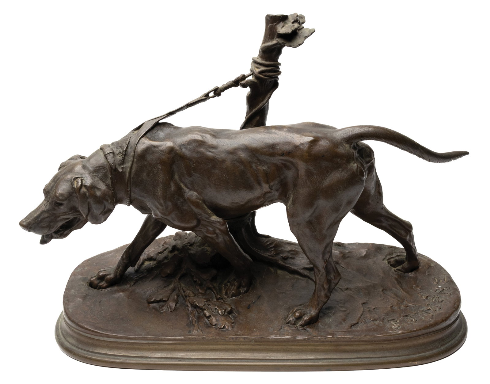 Pierre-Jules Mene (French, 1810-1879), bronze sculpture.: Bronze pointer. Maker's name on top of base. Measures 12.5" long.
