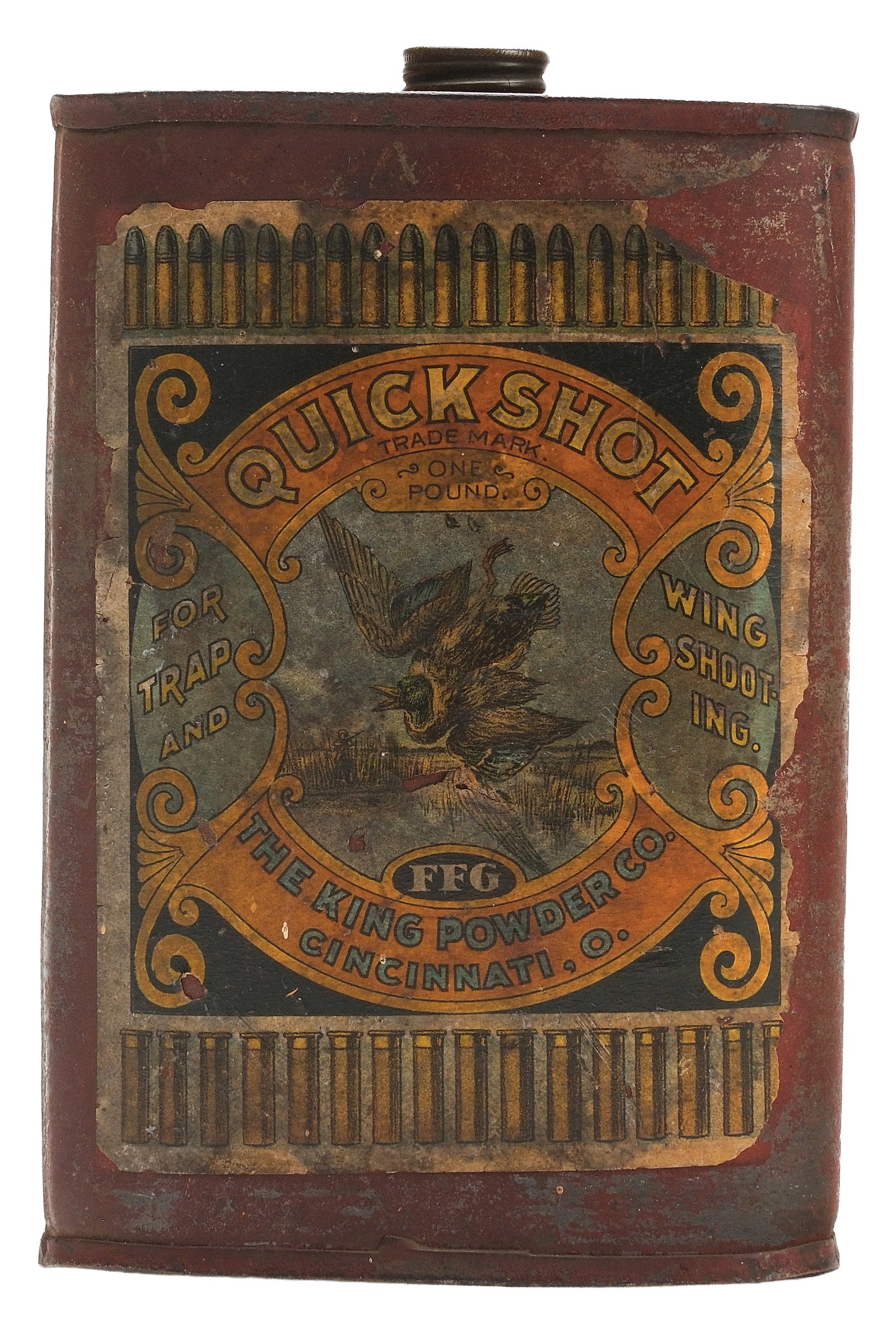 King Powder Company, rare Quick Shot gun powder tin. (1 of 2)