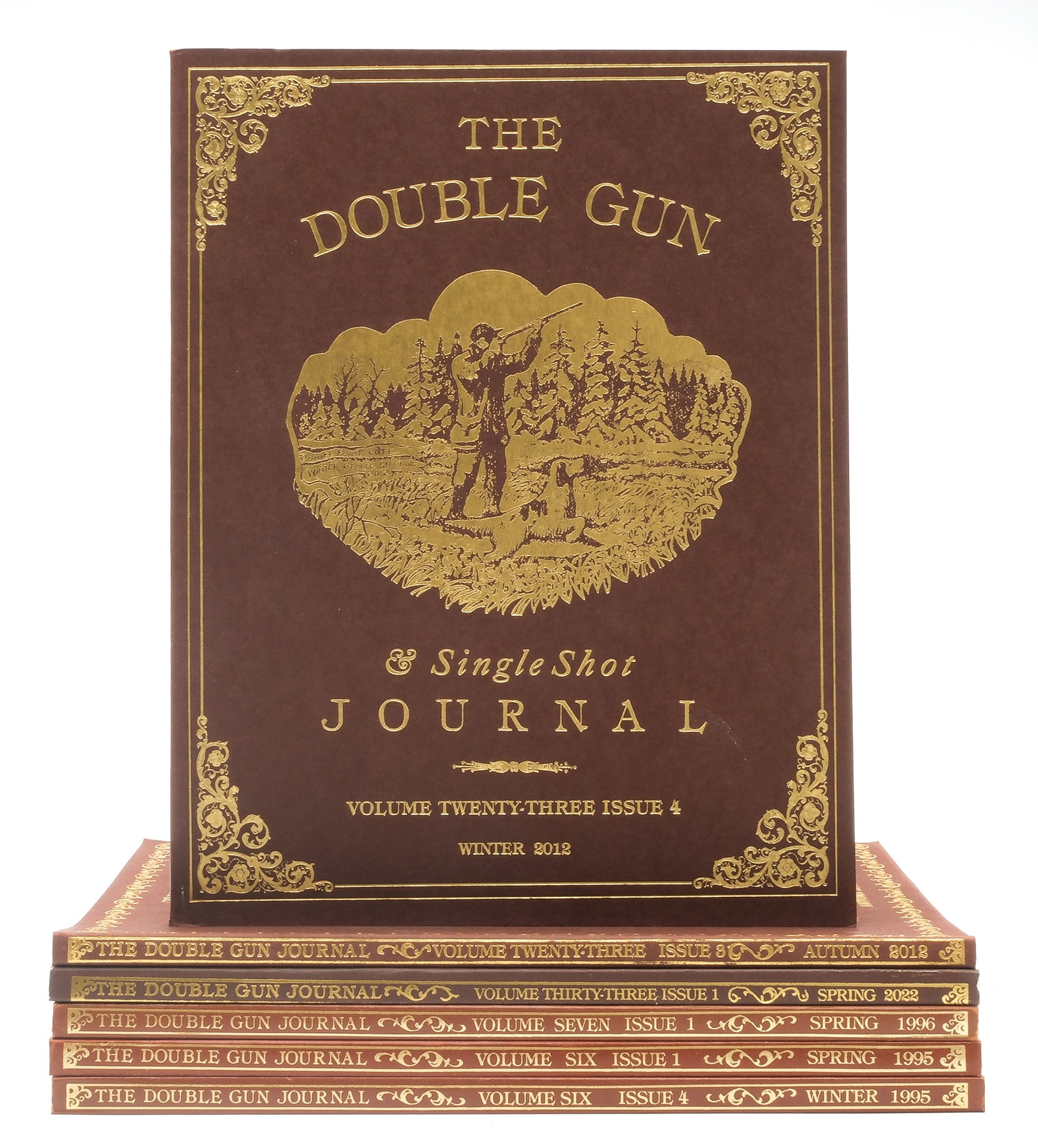 LARGE COLLECTION OF DOUBLE GUN JOURNALS: 116 issues of The Double Gun Journal. The publication is trimmed in gold leaf and printed on the best quality stock. It is published four times annually. This collection is missing a few issues