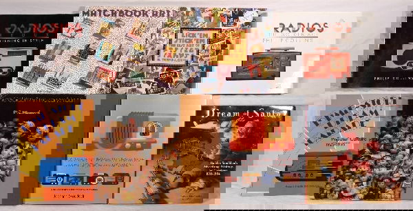 NETTE-8 Collectibles Books: Hard Covers - Dream of Santa, Charles & Taylor; Radios, by Collins; Classic Plastic Radios, by Sideli; Hummnls The Golden Anniversary Album, by Goebel w/sleeve; Lick'em Stick, em Poster Stamps, by Ste