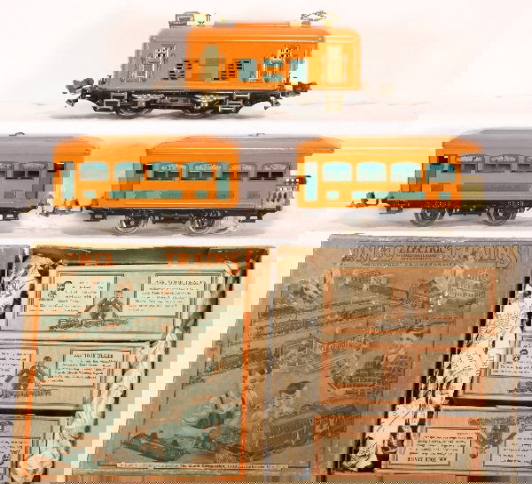 NETTE - Boxed LIONEL Set 292, 248 Loco: 248 Loco, nice lettering minor wheel fatigue; 629 Pullman; 630 Obsv., all peacock trim, obs incomplete, osb 2 split corners, C7