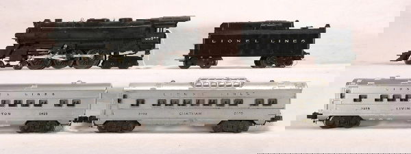 NETTE - 4 Pc. LIONEL Post War Lot: 685 Loco, touched-up; 6026T Tender; 2329 Livingston Pullman; 2422 Chatham w/ Vista Dome Roof, incorrect roof screws, o/w C6