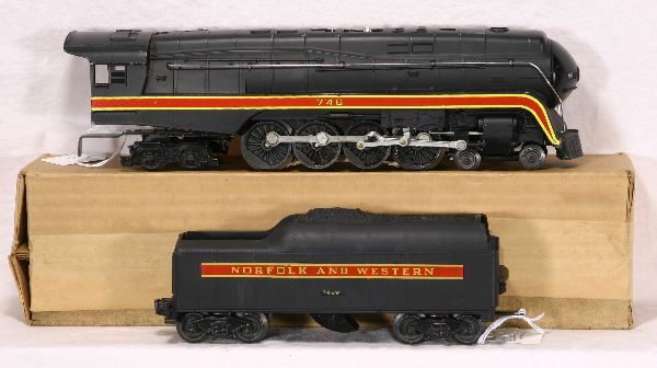 NETTE - LIONEL 746 N&W J Loco: most coating off boiler front, ob; 746W SS Tender, original shell, o/w C7