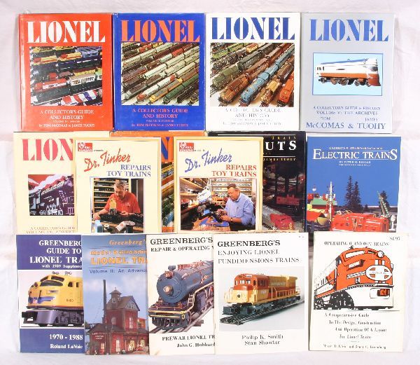 NETTE - 19 Toy Train Reference Books: McComas & Thouy Lionel History 1 through 6; Great Train Layouts 1; Greenberg's Guides - Lionel 1970-1989; Vol 11 Advanced Layouts; Pre War Repair & op.; Fun dimensions; Postwar repair & Op.; O Gauge R