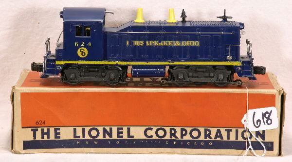 NETTE - Boxed LIONEL 624 C&O NW-2 Switcher: long decal 80% 1 side, others 100%, ob some tape, o/w C7