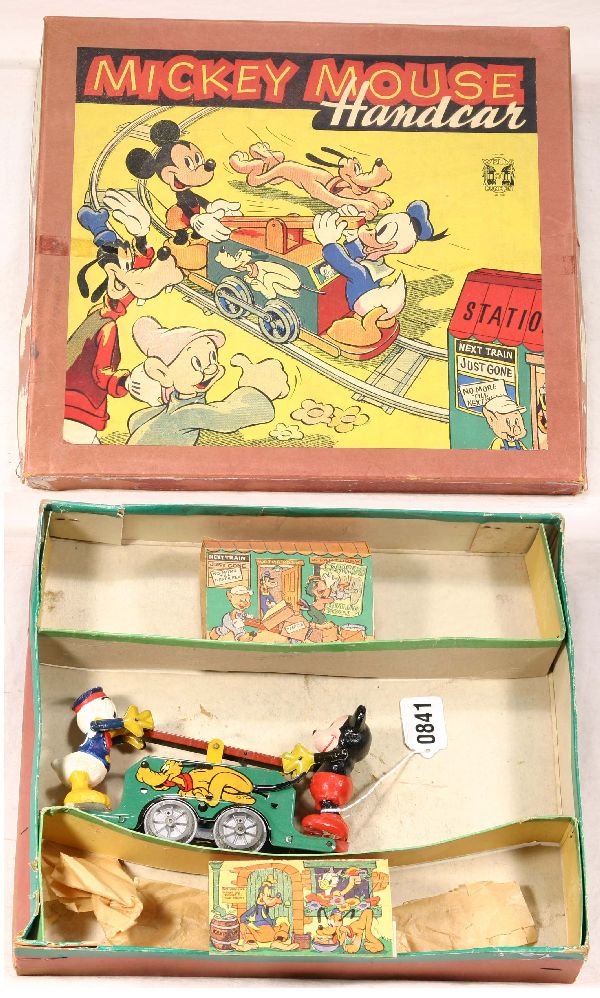NETTE - Boxed WELLS Mickey & Donald Hand Car: