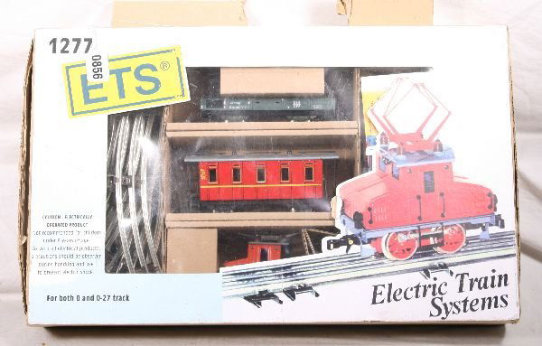 NETTE - ETS Train Set 1277: O Ga, electric; Steeple Cab electric; Coach & Flat, osb w/inserts & track, no transf, C8+