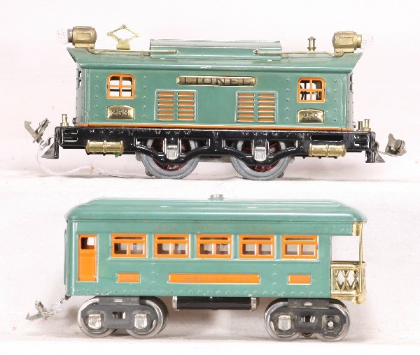 NETTE - 2 Pc. LIONEL Train Set:: It's the Local! 253 Box Cab electric, orange stripe version, rewired; 608 Obsv, C8 Nice!