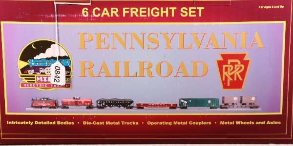 NETTE - MTH 20-90003 PRR Freight Assortment:: Piggy Back; Boxcar, Gondola; Hopper; Tank Car & Caboose, obs w/master, C9