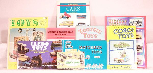 NETTE - 9 Toy Car Reference Books: 1940s Dinky Catalog(Original)Collectors Guide to Diecast, by Johnson; Matchbox, Schiffer; TootsieToys, Wieland & Force; Commercial Vehicles, by Gibson; Ledo Toy, Schiffer; Toys, Kimball; Tin Cars, Kit