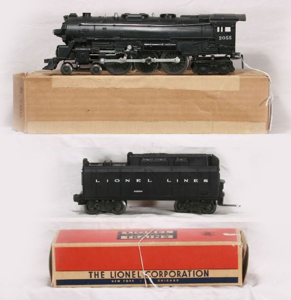 NETTE - Boxed LIONEL 2055 Steam Loco: Clean w/bright rods, but bend in cab corner; 6026W tender, obs o/w C6