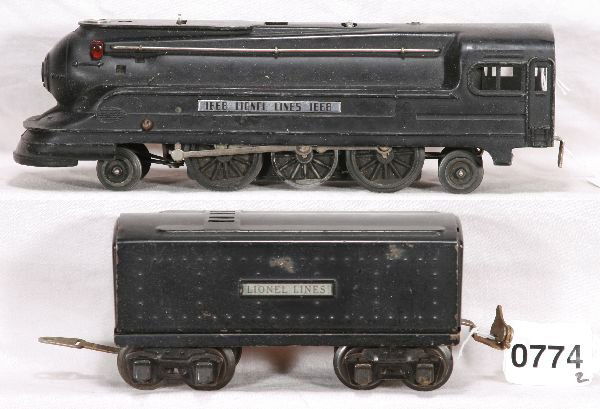NETTE - LIONEL 1668 Streamline Loco: Late version w/o E on plates, C7; 1689W tender, C6