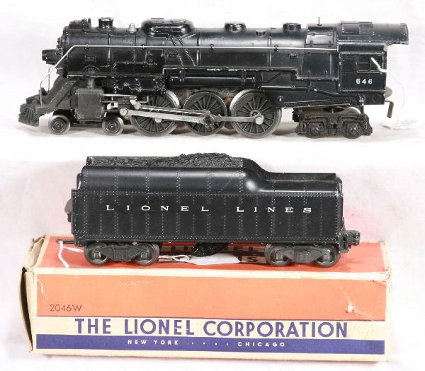 NETTE - LIONEL 646 Hudson Loco: RS Lettering; 2046W Tender w/ ob missing flaps 1 side, o/w C6+